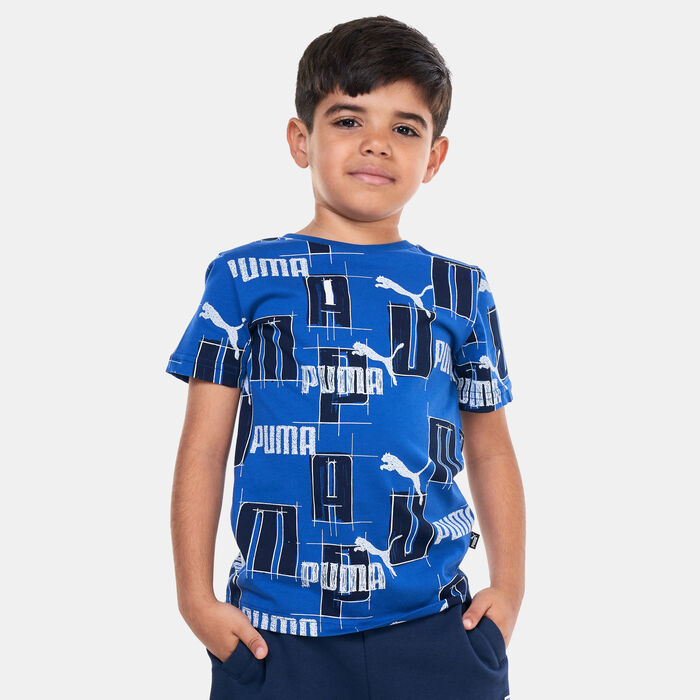PUMA Kids' Essentials+ Logo Lab Allover Print T-Shirt Blue PUMA Kids' Essentials+ Logo Lab Allover Print T-Shirt Blue image number 0