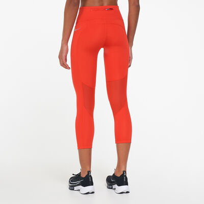 Nike Women's Fast Mid-Rise Crop Running Leggings Red