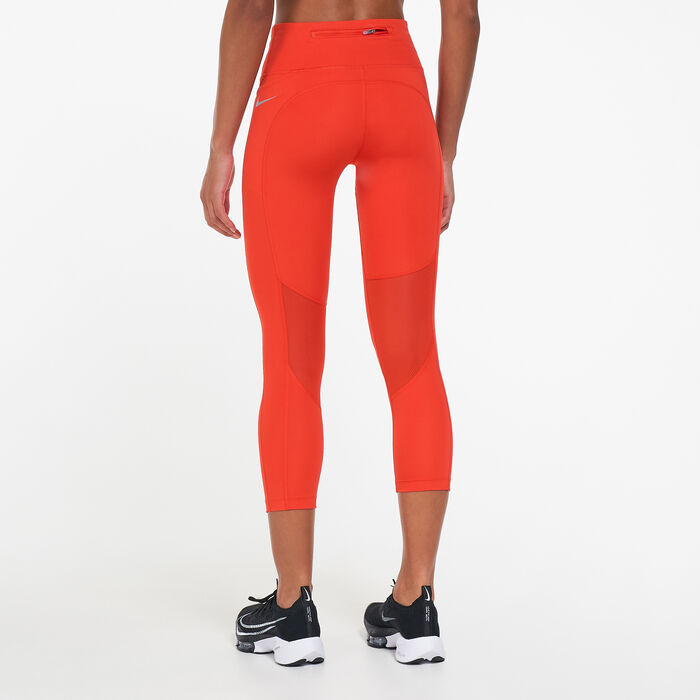Nike Women's Fast Mid-Rise Crop Running Leggings Red image number 1