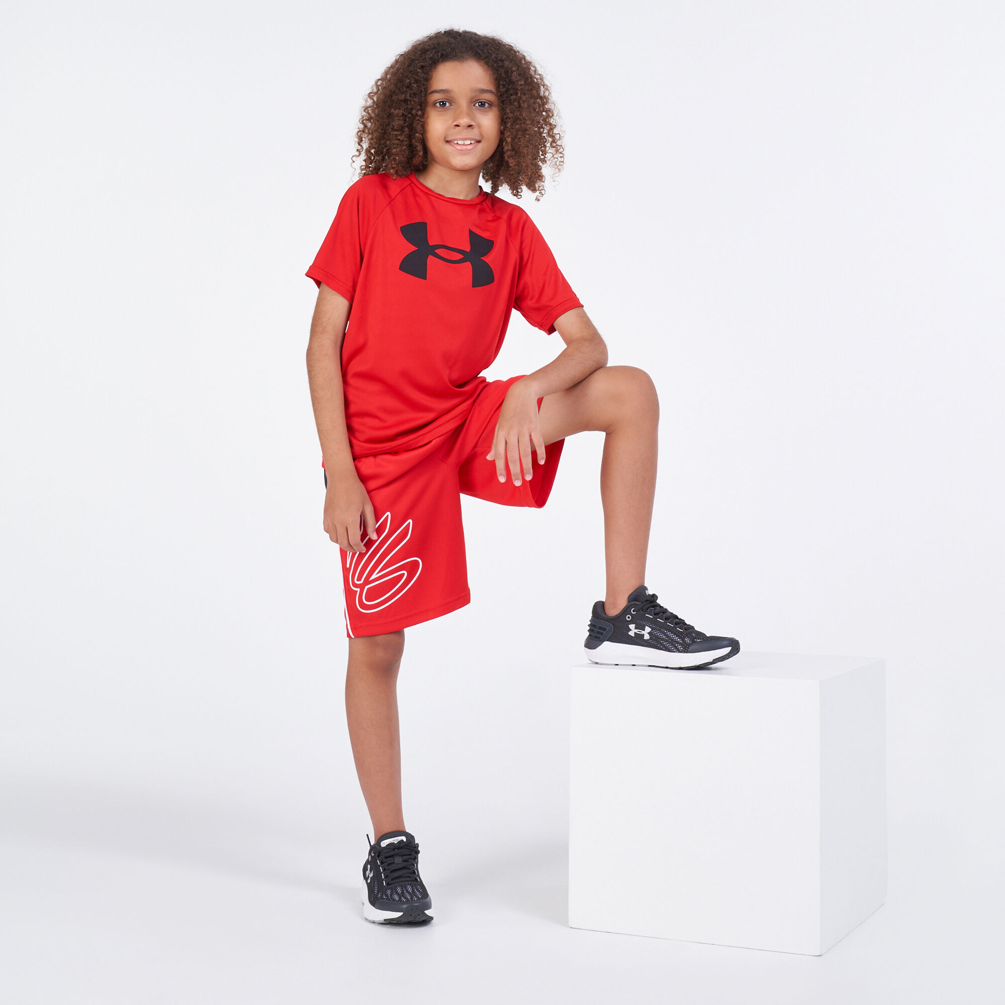 Kids Curry SC Hoops Shorts Red Under Armour in Qatar SSS