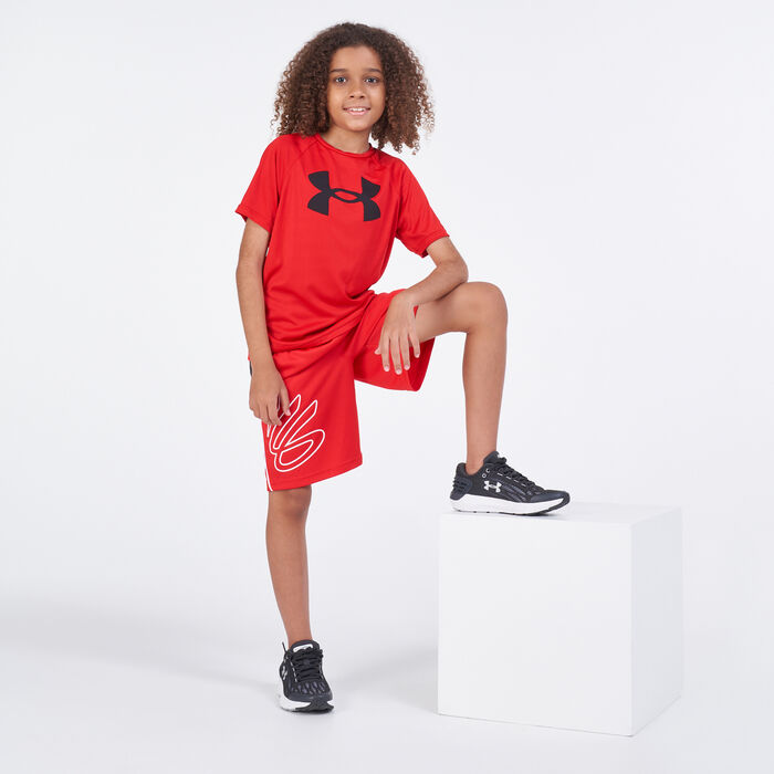Under Armour Kids' Curry SC Hoops Shorts Red Under Armour Kids' Curry SC Hoops Shorts Red image number 2