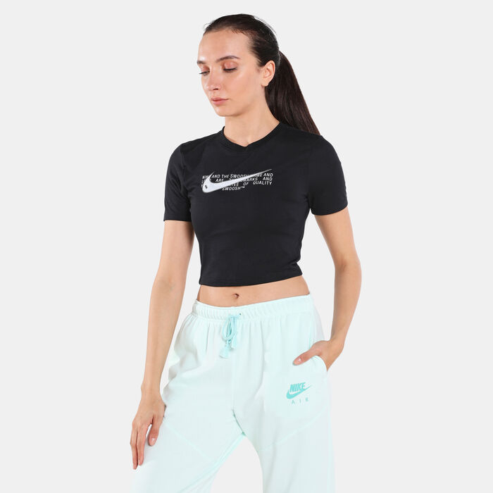 Nike Women's Sportswear Swoosh Slim Crop Top Black Nike Women's Sportswear Swoosh Slim Crop Top Black image number 0