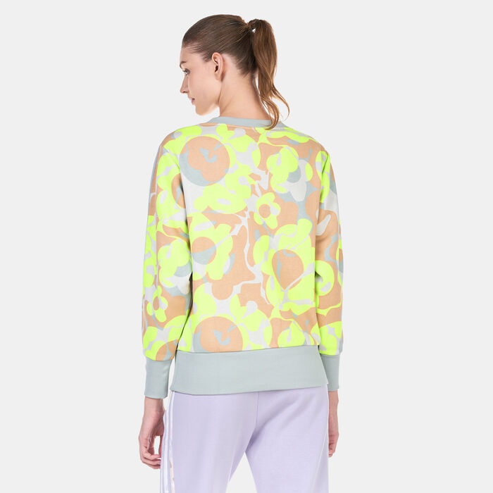 adidas Women's Floral Graphic Printed Sweatshirt Green adidas Women's Floral Graphic Printed Sweatshirt Green image number 1