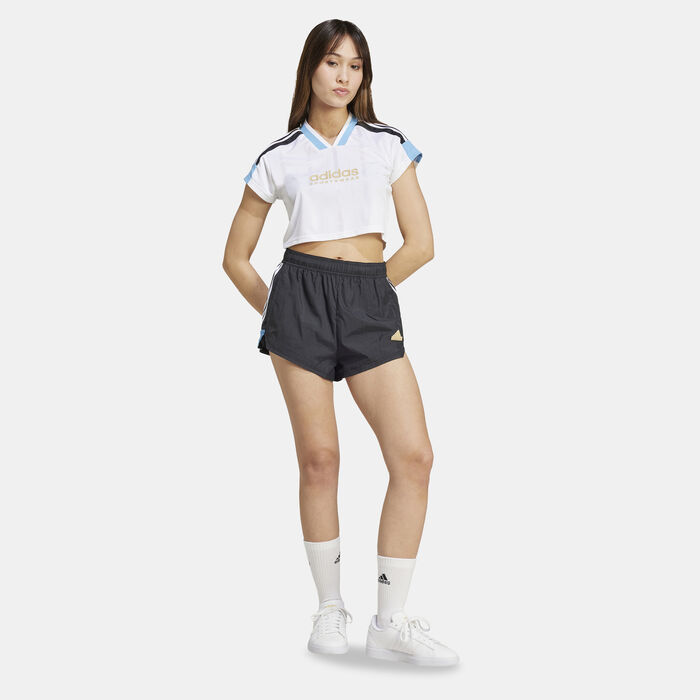 adidas Women's Tiro Cut 3-Stripes Cropped Jersey White image number 2