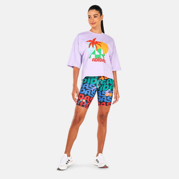 adidas Women's X FARM Rio T-Shirt Purple adidas Women's X FARM Rio T-Shirt Purple image number 2