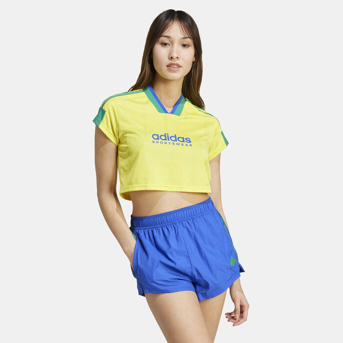 adidas Women's Tiro Cut 3-Stripes Cropped Jersey yellow adidas Women's Tiro Cut 3-Stripes Cropped Jersey yellow image number 0