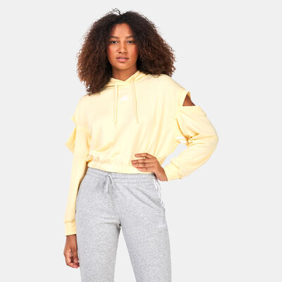 adidas Women's Hyperglam 3-Stripes with Cutout Detail Hoodie yellow adidas Women's Hyperglam 3-Stripes with Cutout Detail Hoodie yellow
