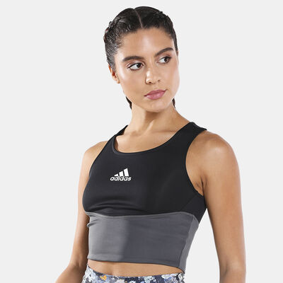 adidas Women's Designed to Move Colorblock 3-Stripes Sports Bra Black