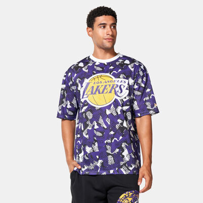 New Era Men's NBA Los Angeles Lakers All Over Print T-Shirt Purple