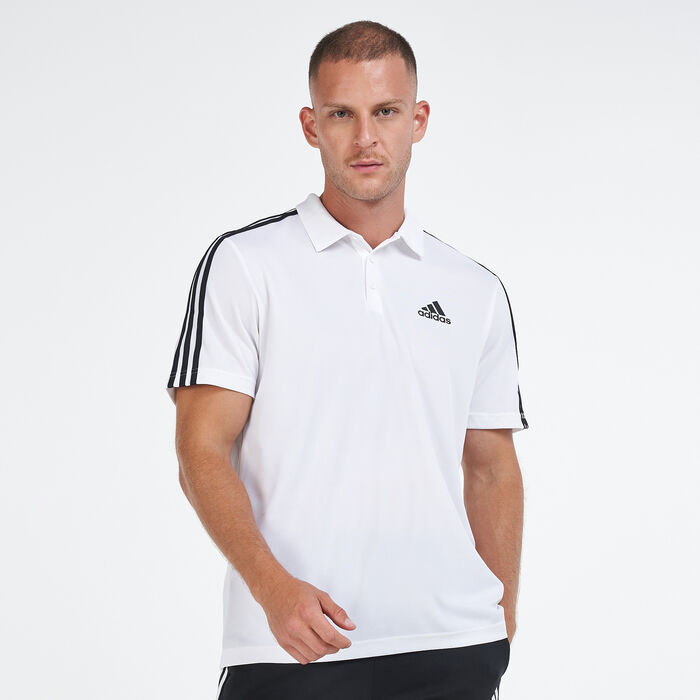 adidas Men's Designed To Move 3-Stripes Polo T-Shirt White adidas Men's Designed To Move 3-Stripes Polo T-Shirt White image number 0