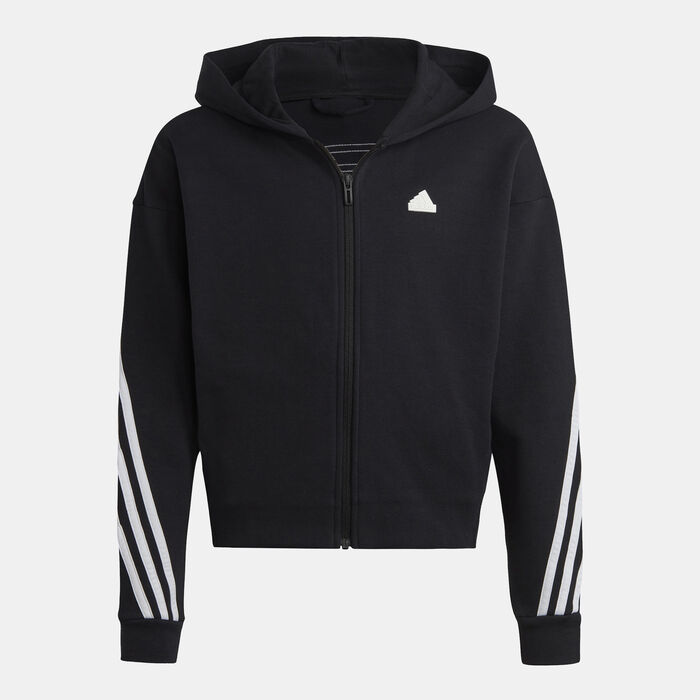 adidas Kids' Future Icons 3-Stripes Running Full-Zip Hoodie Black adidas Kids' Future Icons 3-Stripes Running Full-Zip Hoodie Black image number 0