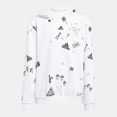 adidas Kids' Brand Love Allover Print Sweatshirt White adidas Kids' Brand Love Allover Print Sweatshirt White