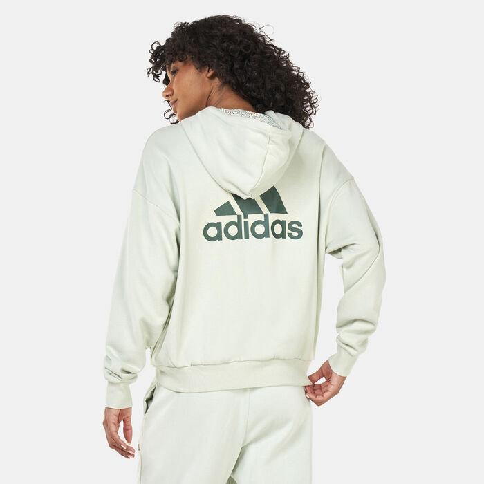 adidas Women's Essentials Logo Full-Zip Hoodie Green adidas Women's Essentials Logo Full-Zip Hoodie Green image number 1