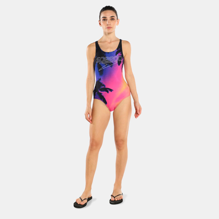 Speedo Women's Digital Placement U-Back One-Piece Swimsuit Black Speedo Women's Digital Placement U-Back One-Piece Swimsuit Black image number 2