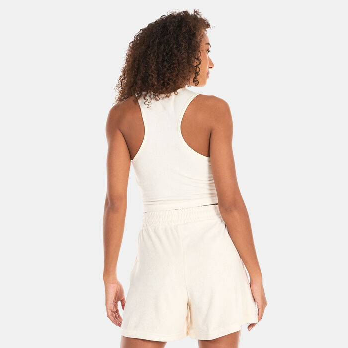 PUMA Women's Classics Towelling Crop Top Beige PUMA Women's Classics Towelling Crop Top Beige image number 1