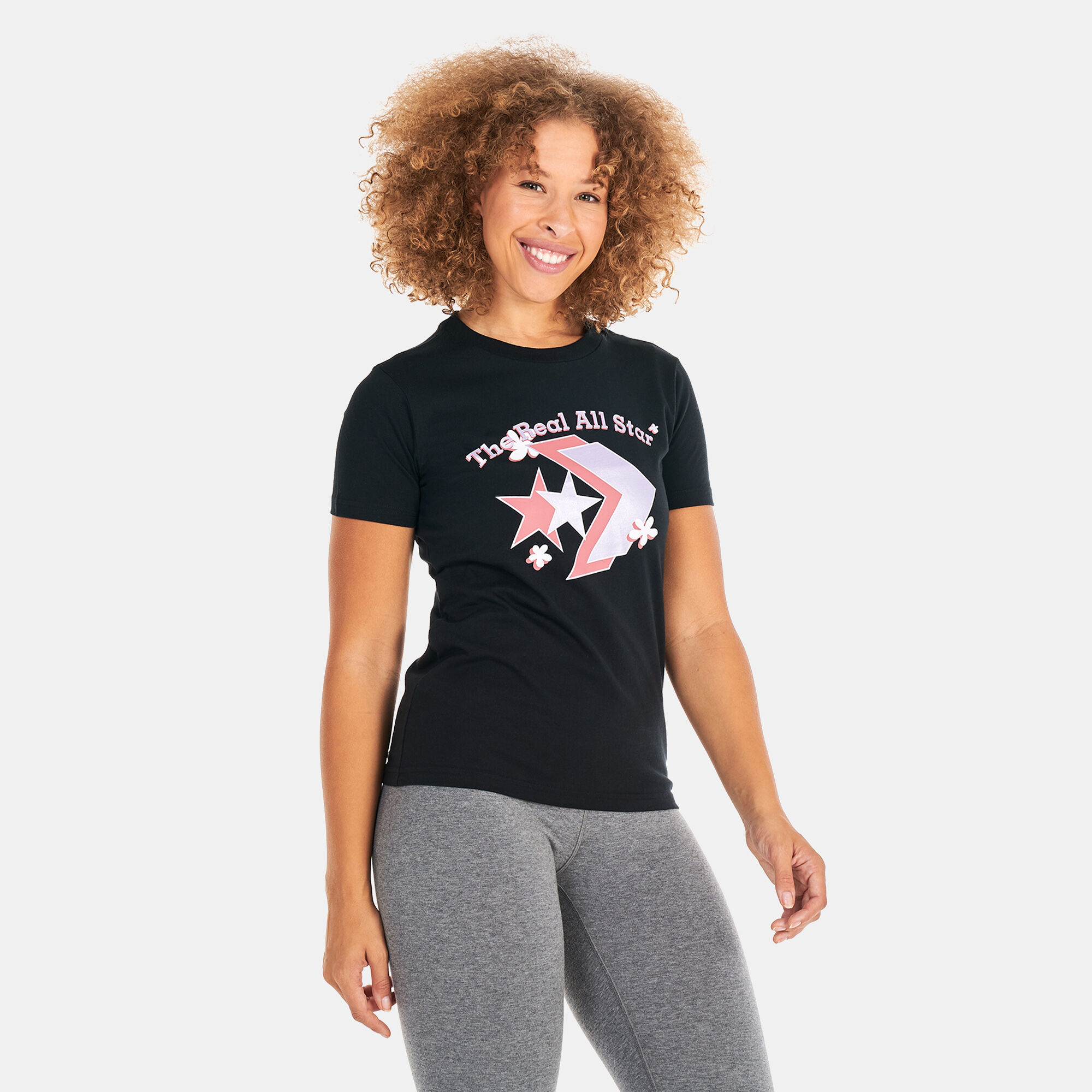 Converse t shirt womens black deals