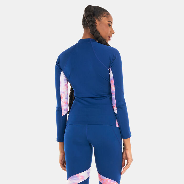 Speedo Women's Printed Long Sleeve Rashguard Blue image number 1