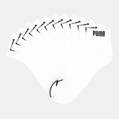 PUMA Men's Elements Quarter-Crew Socks (6 Pack) White