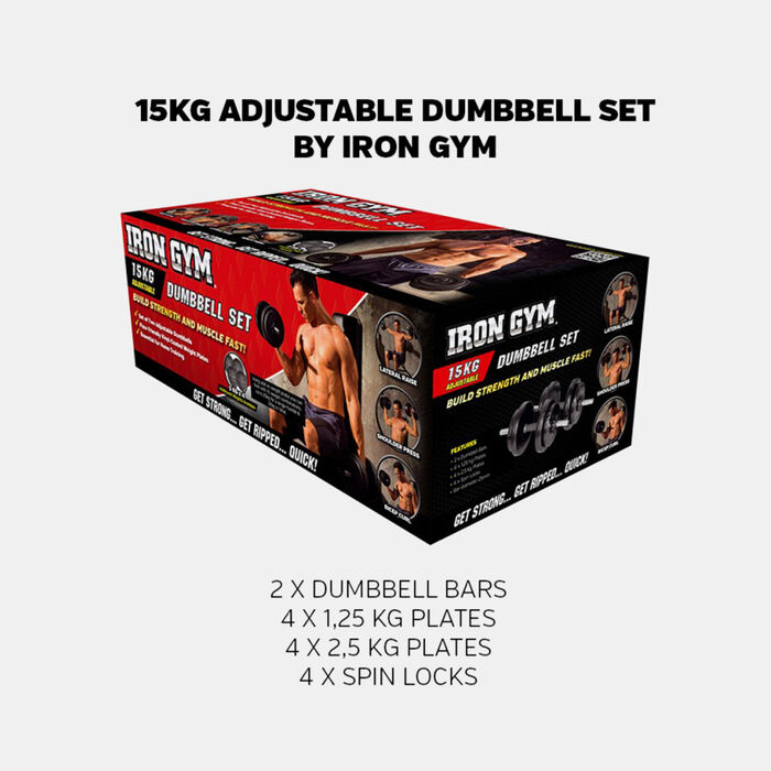 Iron Gym Adjustable Dummbell Set (15kg) Multi Iron Gym Adjustable Dummbell Set (15kg) Multi image number 1