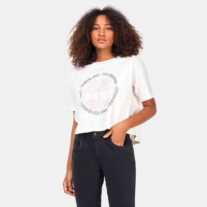 Timberland Women's Cropped Logo T-Shirt White Timberland Women's Cropped Logo T-Shirt White image number 0