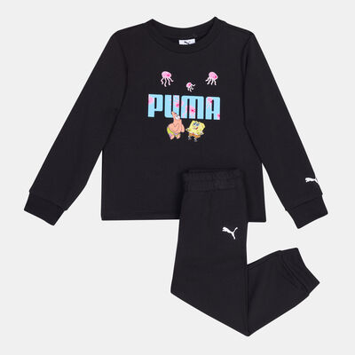 PUMA Kids' x SPONGEBOB Minicat Crew Jogger Set Black