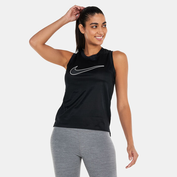 Nike Women's Dri-FIT Swoosh Running Tank Top Black Nike Women's Dri-FIT Swoosh Running Tank Top Black image number 0