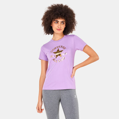 Converse Women's Metallic Chuck Taylor T-Shirt Purple Converse Women's Metallic Chuck Taylor T-Shirt Purple