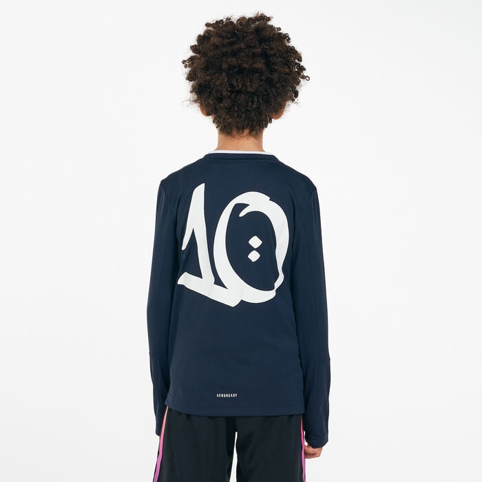 adidas Kids' AEROREADY Salah-Inspired Jersey Blue adidas Kids' AEROREADY Salah-Inspired Jersey Blue image number 1