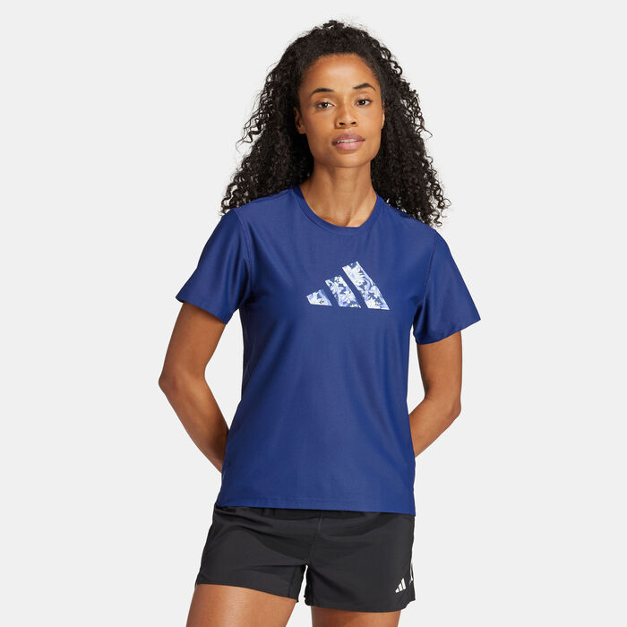 adidas Women's Running Supernatural Flora Graphic T-Shirt Blue adidas Women's Running Supernatural Flora Graphic T-Shirt Blue image number 0