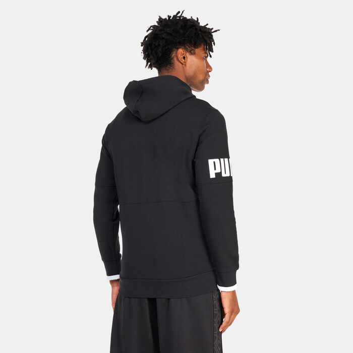 PUMA Men's POWER Colorblock Full Zip Hoodie Black PUMA Men's POWER Colorblock Full Zip Hoodie Black image number 1