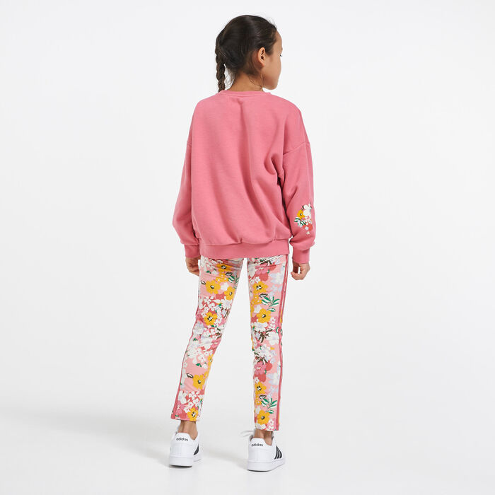 adidas Originals Kids' HER Studio London Floral Sweatshirt and Leggings Set Pink image number 1