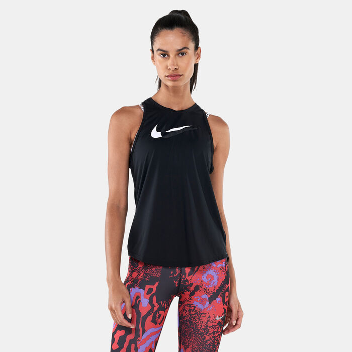 Nike Women's Dri-FIT Swoosh Run Tank Top Black Nike Women's Dri-FIT Swoosh Run Tank Top Black image number 0