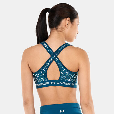 Under Armour Women's Armour Medium Support Printed Sports Bra Green