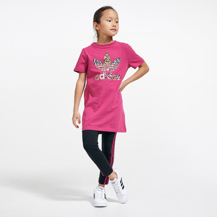 adidas Originals Kids' T-Shirt Dress and Trackpants Set Pink adidas Originals Kids' T-Shirt Dress and Trackpants Set Pink image number 0