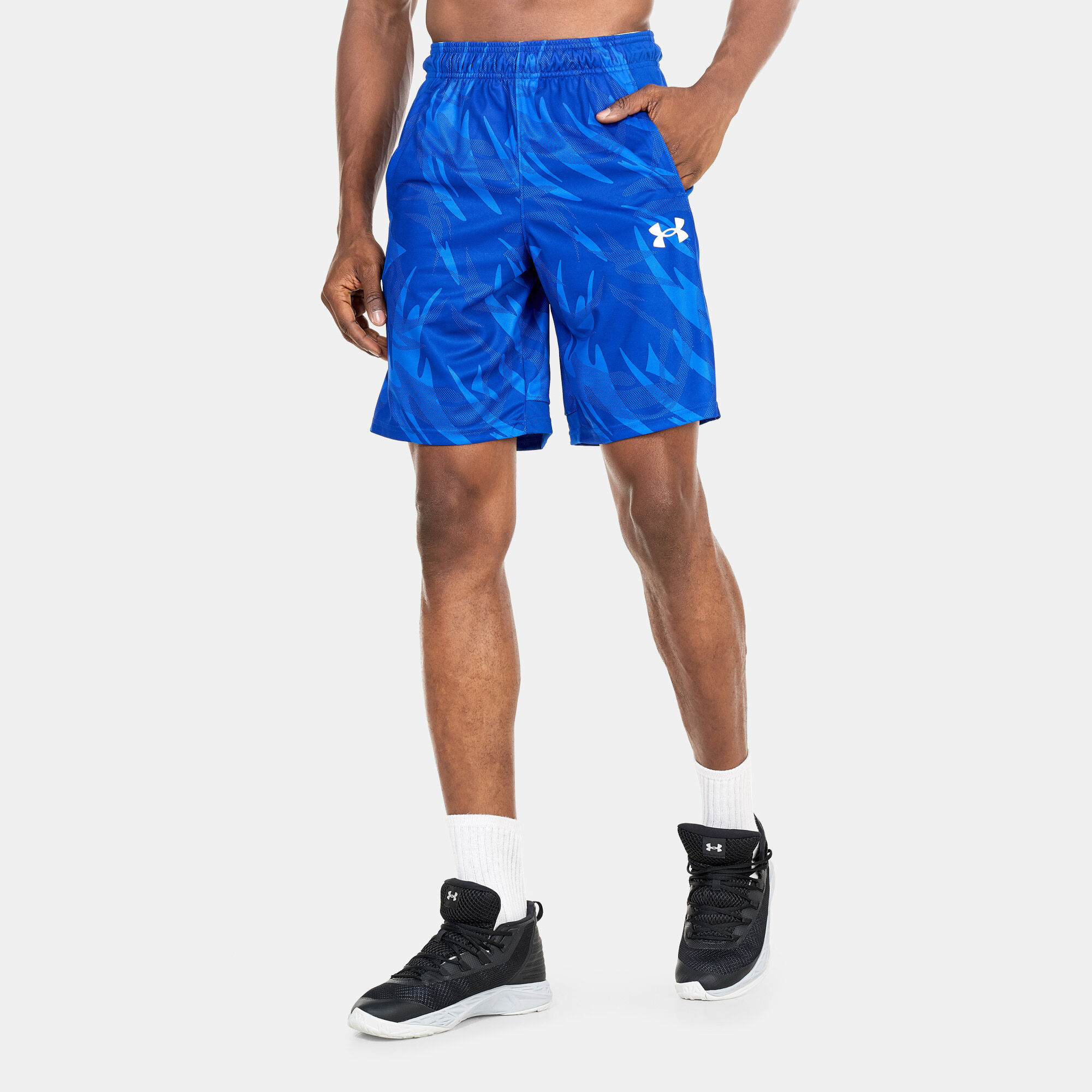 Under Armour Men s UA Baseline 10 inch Printed Shorts Blue in