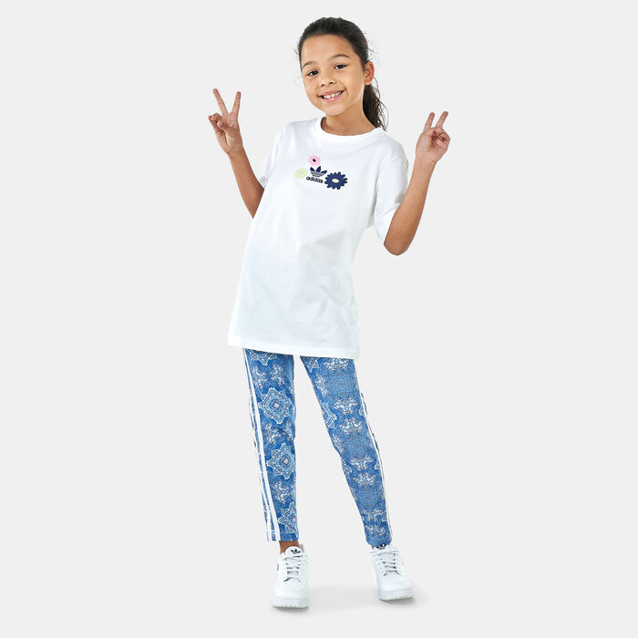 adidas Originals Kids' Flower Print T-Shirt White image number 4