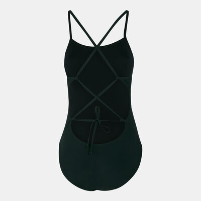 Nike Swim Women's Lace-Up Tie-Back Swimsuit Black