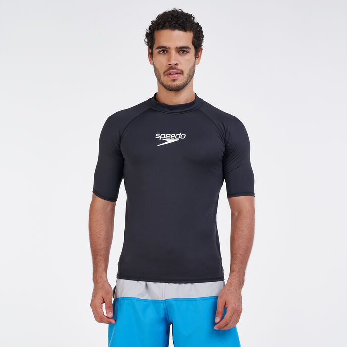 Speedo Men's Essential Rashguard Swimming T-Shirt Black Speedo Men's Essential Rashguard Swimming T-Shirt Black image number 0