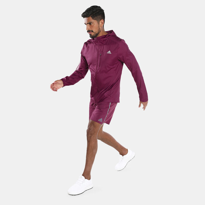 adidas Men's Own the Run Hooded Windbreaker Jacket Red adidas Men's Own the Run Hooded Windbreaker Jacket Red image number 2