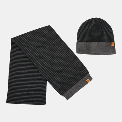 Timberland Men's Acrylic Beanie And Scarf Set Grey Timberland Men's Acrylic Beanie And Scarf Set Grey