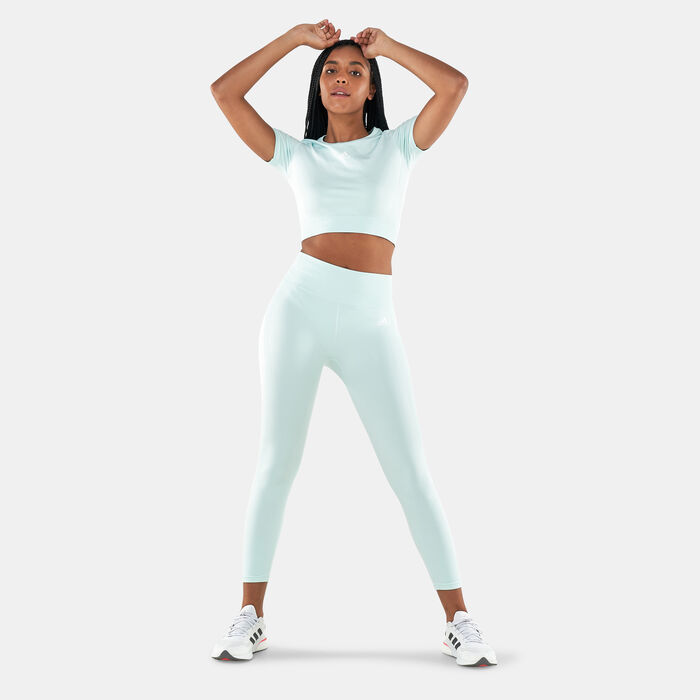 adidas Women's Seamless Fitted Crop T-Shirt Green adidas Women's Seamless Fitted Crop T-Shirt Green image number 2