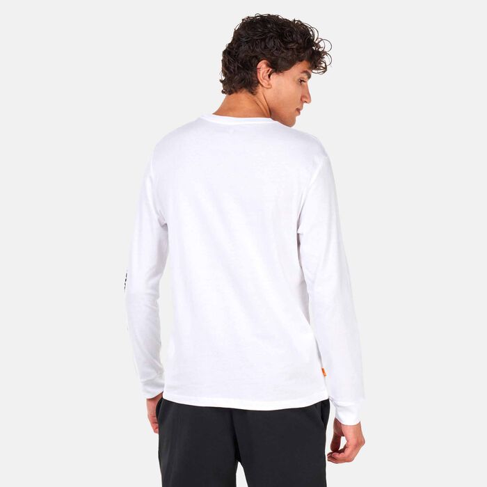 Timberland Men's Stack Logo Long Sleeve T-Shirt White image number 1