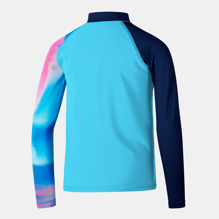 Speedo Kids' Printed Long Sleeve Swimming Rashguard Blue Speedo Kids' Printed Long Sleeve Swimming Rashguard Blue image number 1