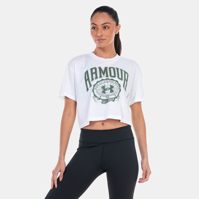 Under Armour Women's UA Collegiate Crest Crop T-Shirt White Under Armour Women's UA Collegiate Crest Crop T-Shirt White image number 0