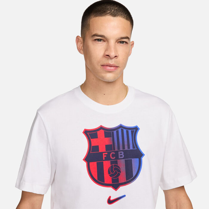 Nike Men's FC Barcelona Crest T-Shirt White image number 3