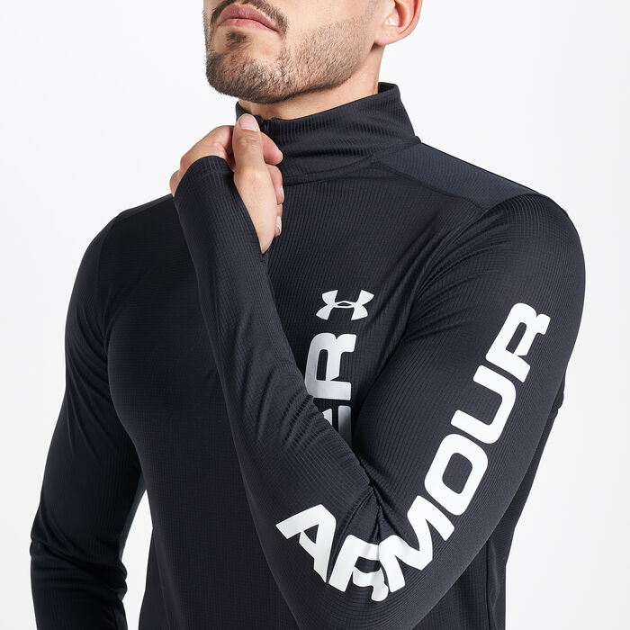 Under Armour Men's Speed Stride Split 1/4 Zip T-Shirt Black Under Armour Men's Speed Stride Split 1/4 Zip T-Shirt Black image number 3