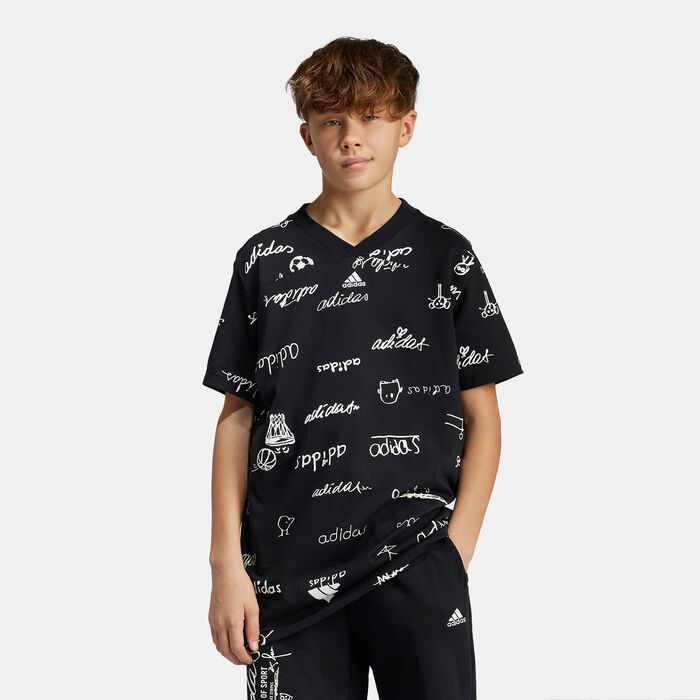 adidas Kids' Brand Love Long T-Shirt Black adidas Kids' Brand Love Long T-Shirt Black image number 0