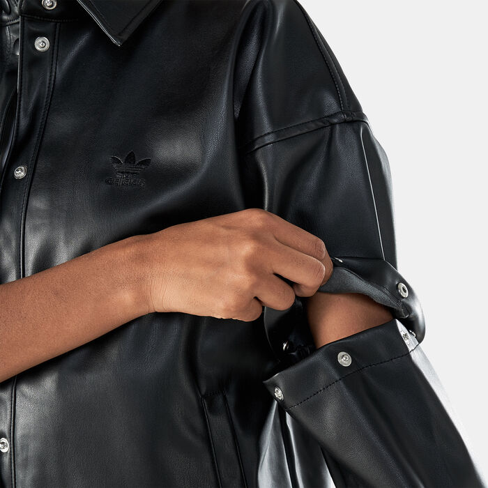 adidas Originals Women's Always Original Faux Leather Track Jacket Black image number 3