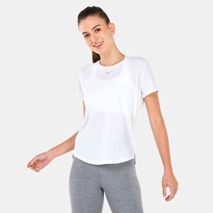 Nike Women's Dri-FIT UV One Luxe T-Shirt White Nike Women's Dri-FIT UV One Luxe T-Shirt White image number 0