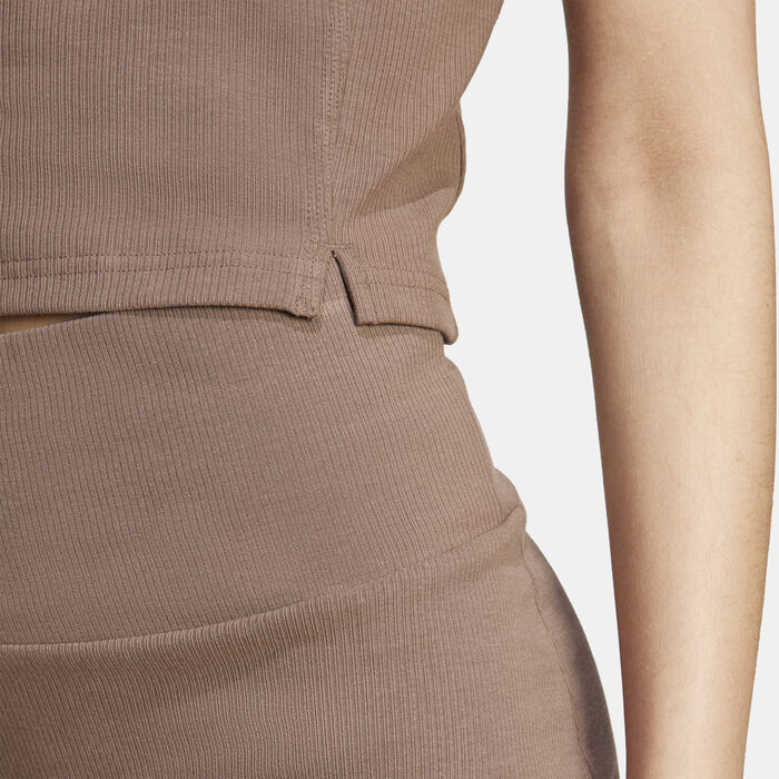 adidas Women's Lounge Ribbed Cropped Tank Top Brown adidas Women's Lounge Ribbed Cropped Tank Top Brown image number 4
